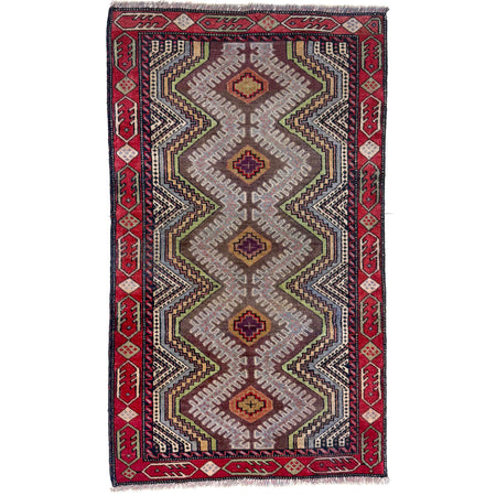 Baluchi Rug Handmade Multi Geometric 2x4 ft
