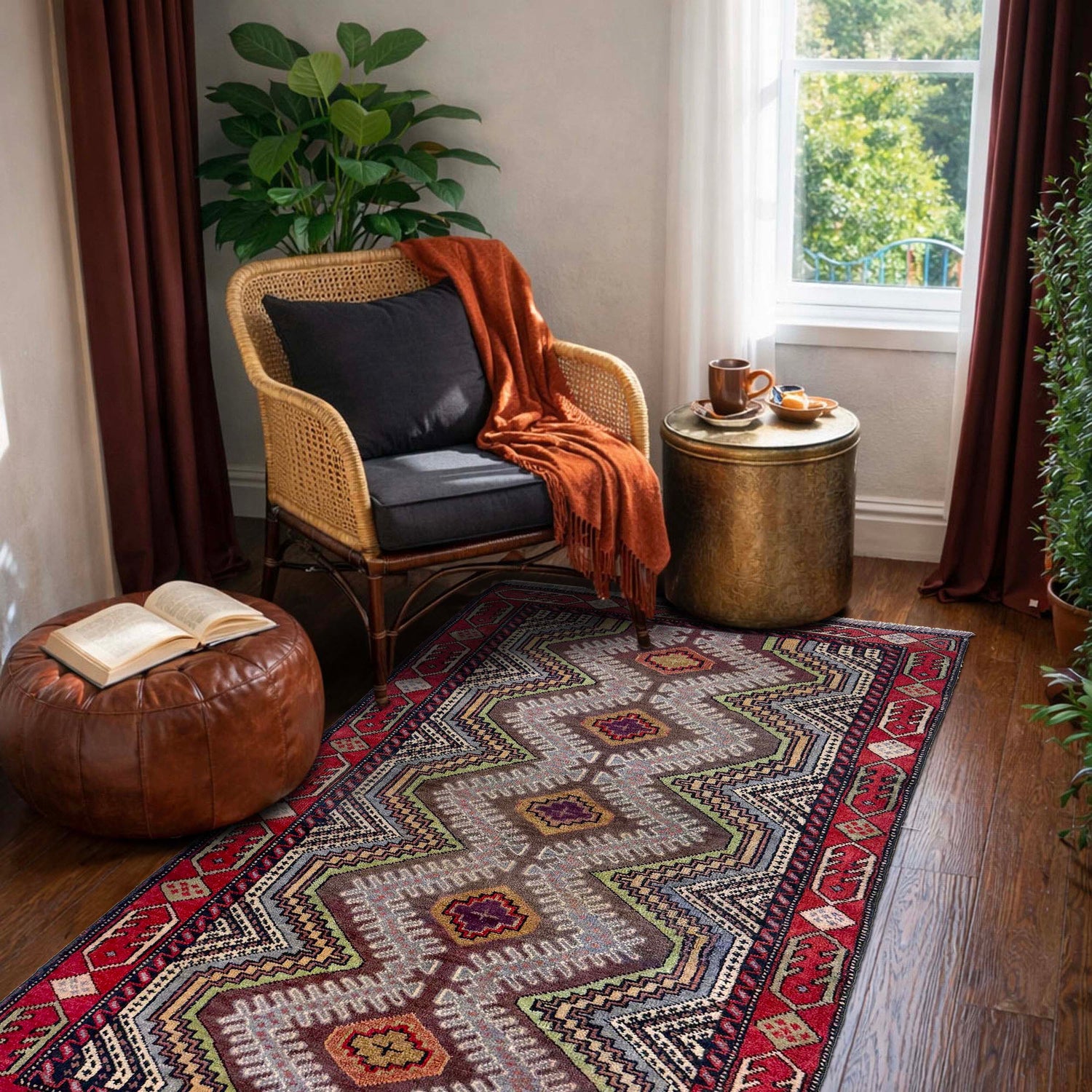 Baluchi Rug Handmade Multi Geometric 2x4 ft