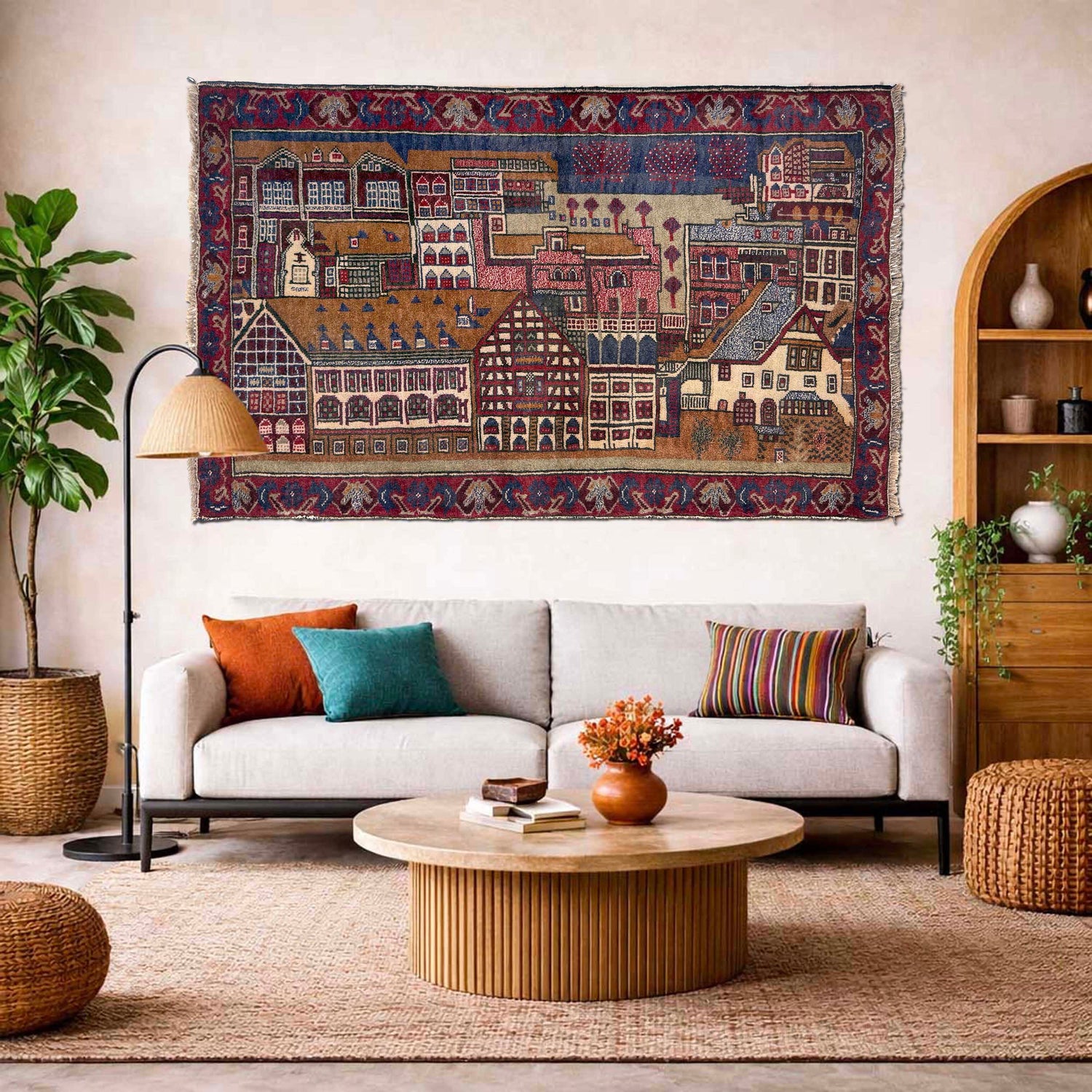 Pictorial Rug Handmade Multi Design