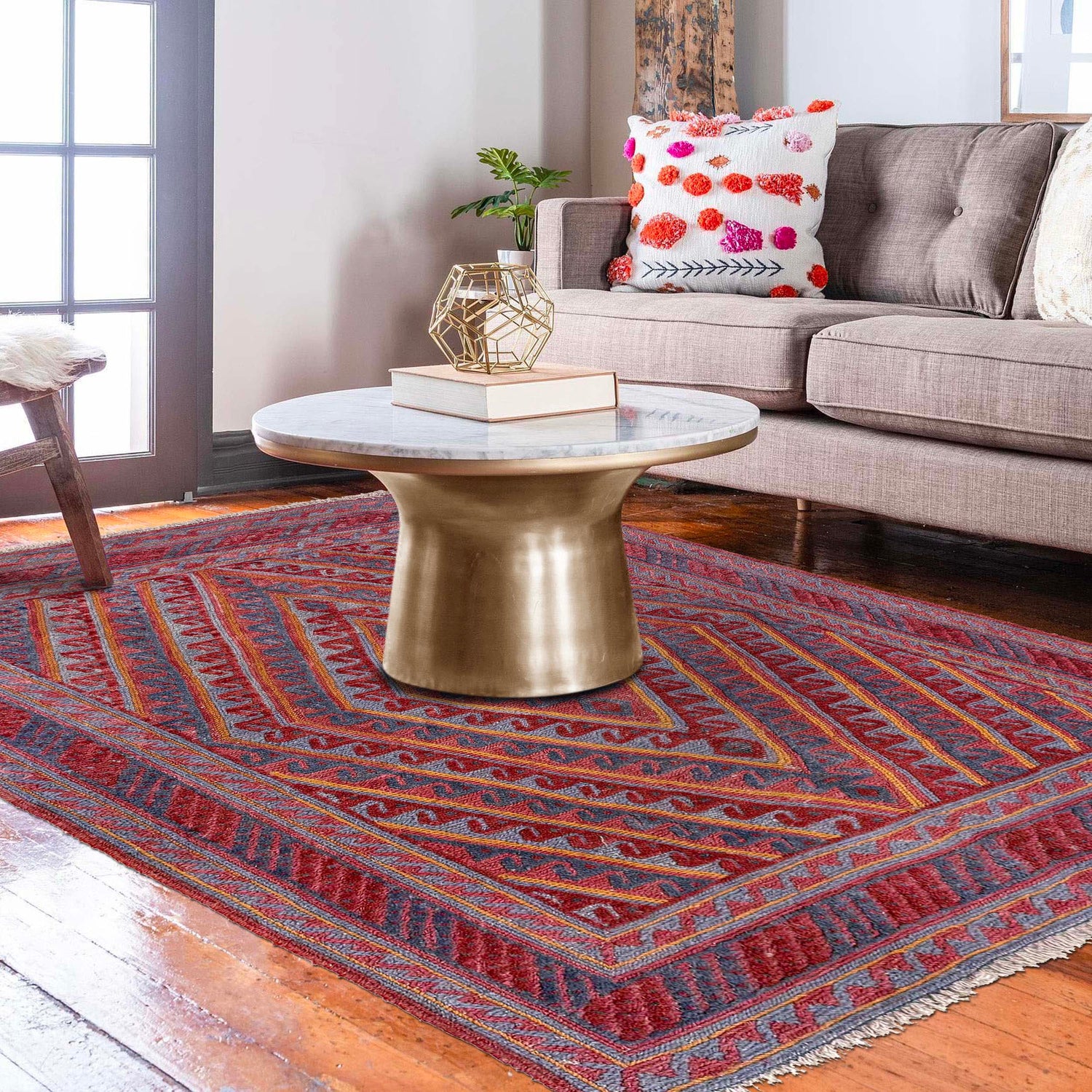 Mashwani Runner Rug Handmade Multi Geometric 4x4 ft