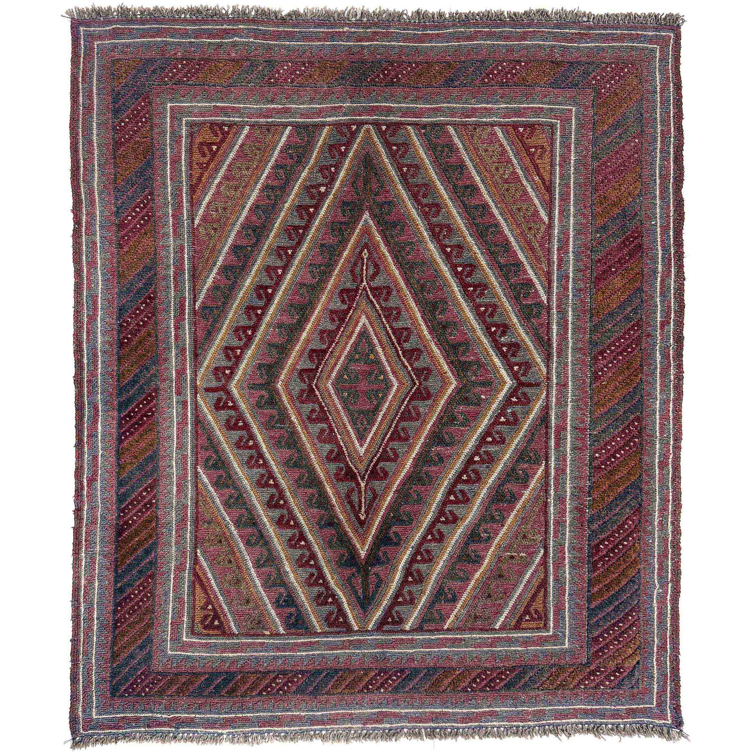 Mashwani Runner Rug Handmade Multi Geometric 4x4 ft