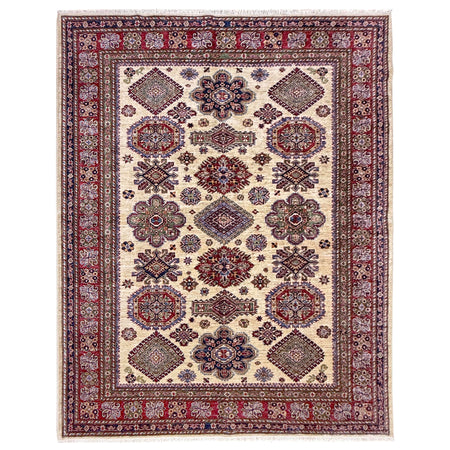 Kazak Rug Handmade Beige Medallion 5x8 ft