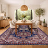 Kazak Rug Handmade Blue Medallion 5x8 ft