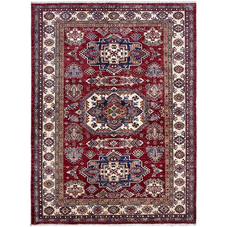 Kazak Rug Handmade Red Medallion 5x8 ft