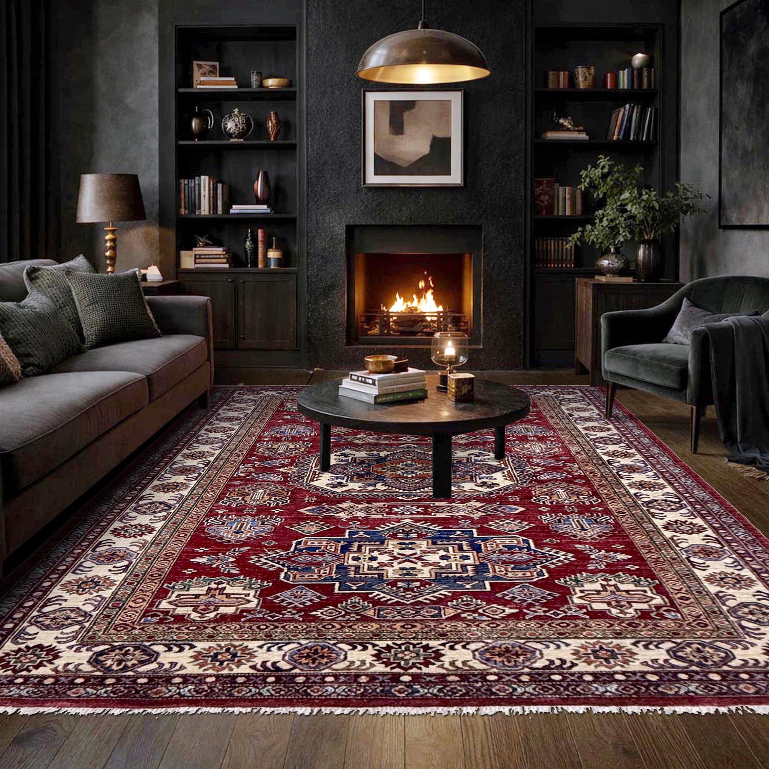 Kazak Rug Handmade Red Medallion 5x8 ft