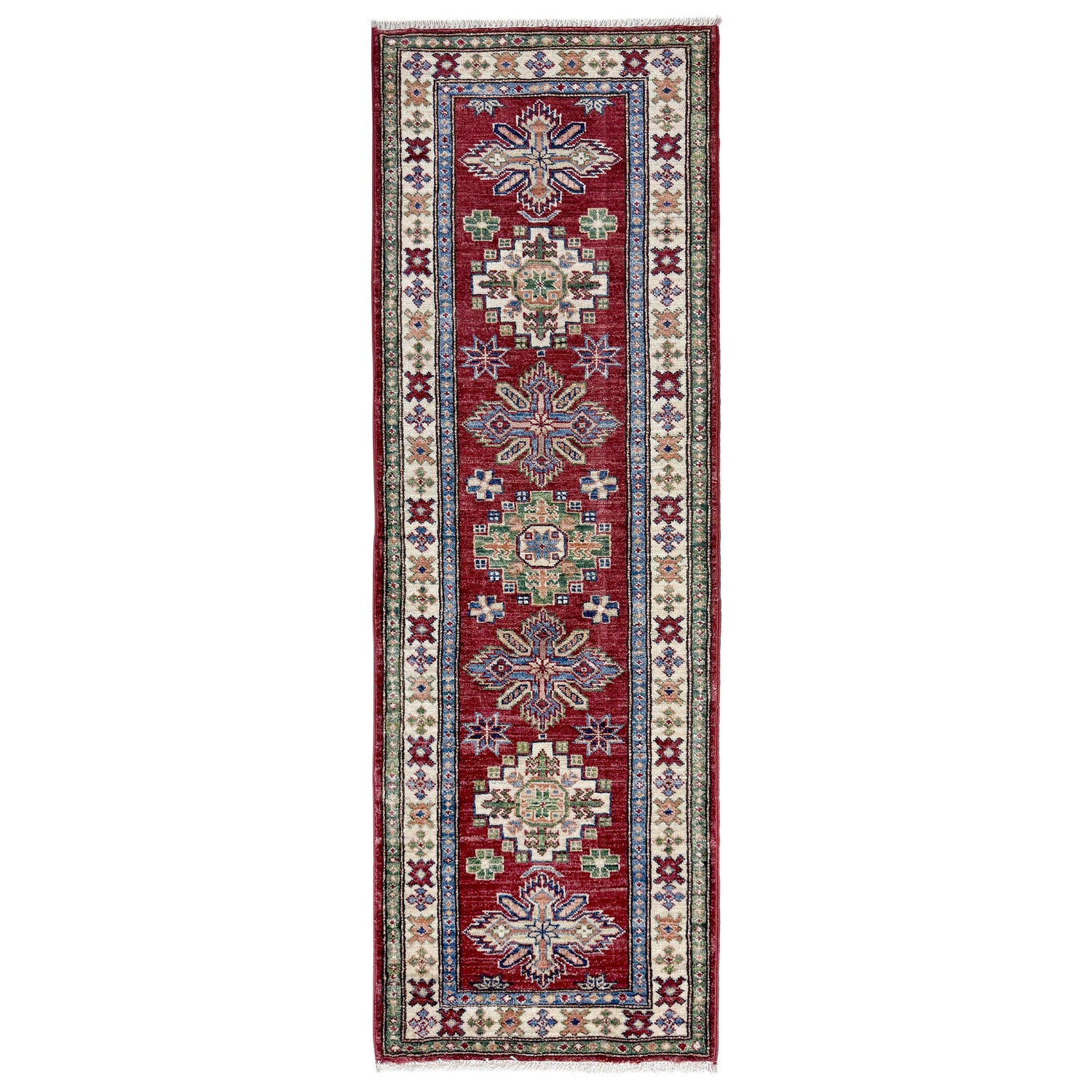 Kazak Rug Handmade Red Medallion 6' Runner