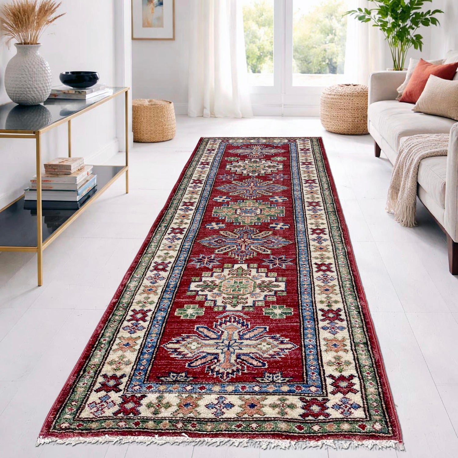 Kazak Rug Handmade Red Medallion 6' Runner