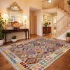Hand-Knotted Multi Geometric Vegetable Kilim Area Rug – 6' 1" x 7' 9" ft (186 x 237 cm) | SKU: Y39662