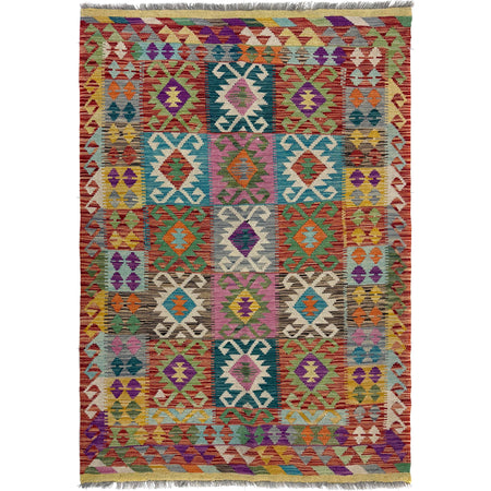 Hand Made Afghan Kilim – 4' 2" x 6' 2" ft (127 x 187 cm) | SKU: Y39664