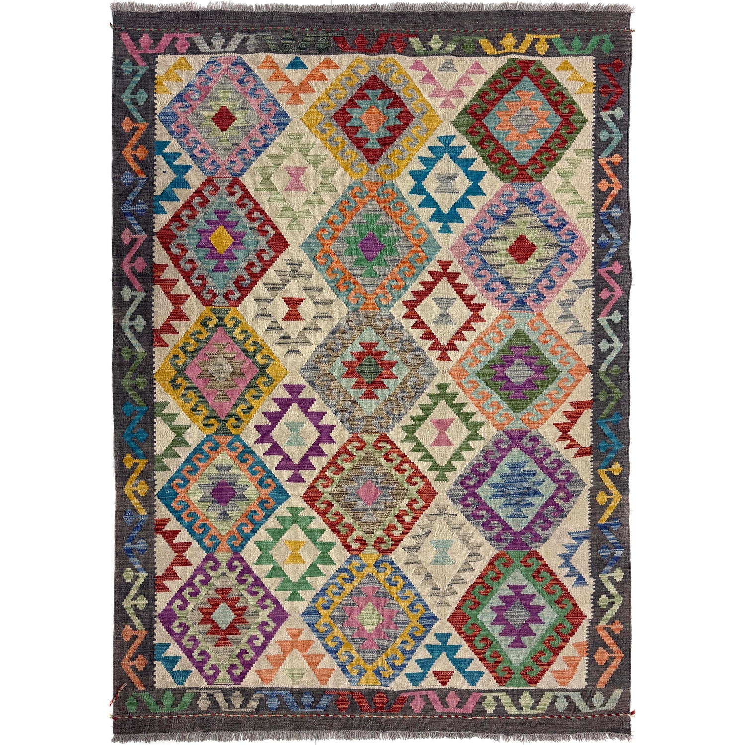 Hand Knotted Afghan Style Kilim – 149 x 193 cm | SKU: Y39665