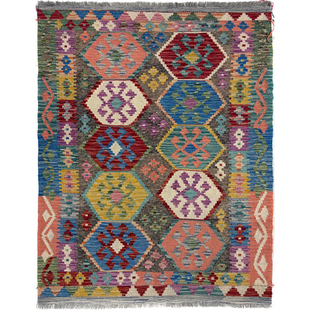Handmade Turkish Design Wool Kilim – 4' 0" x 5' 3" ft (122 x 160 cm) | SKU: Y39667