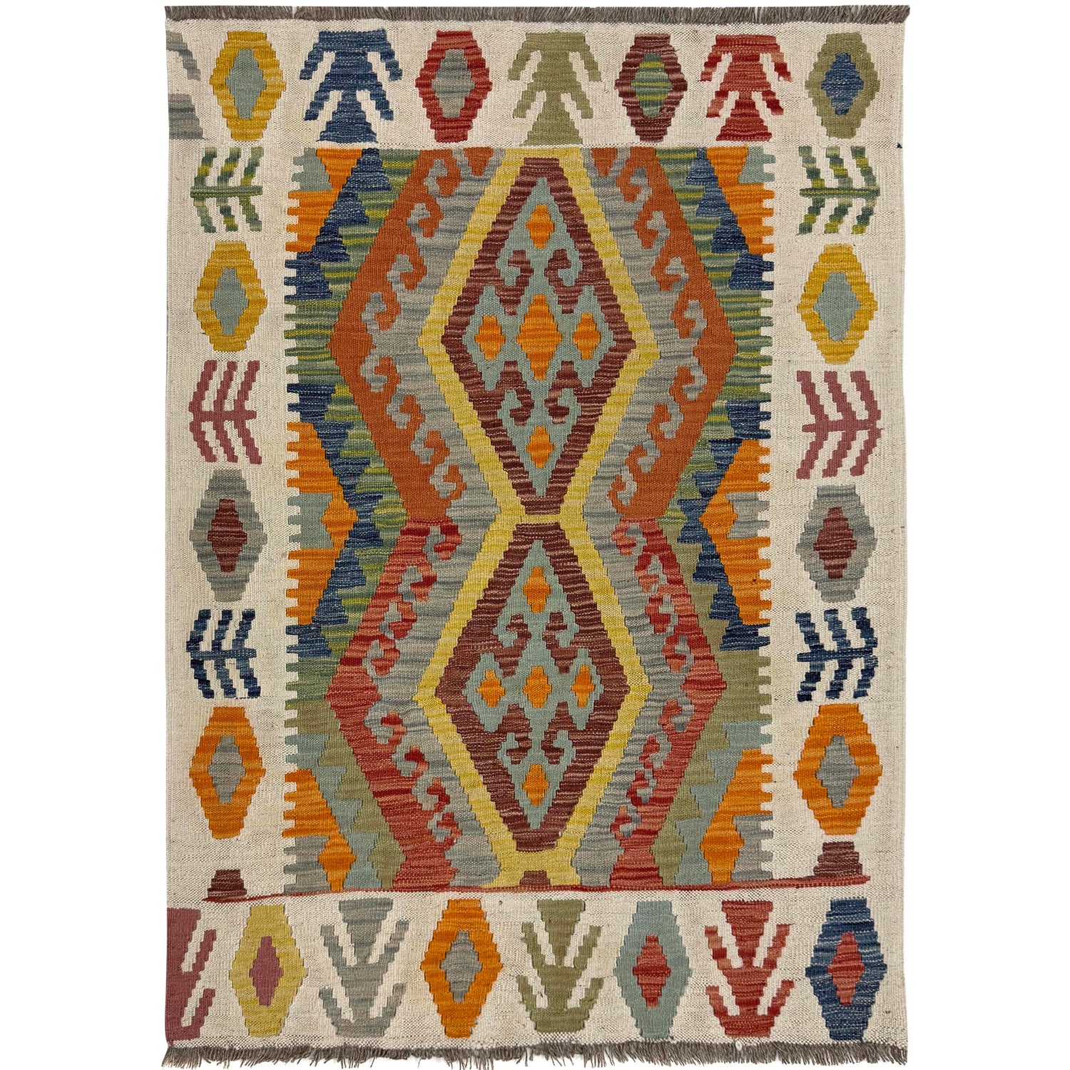 Hand Made Afghan Kilim – 3' 6" x 4' 9" ft (107 x 146 cm) | SKU: Y39672