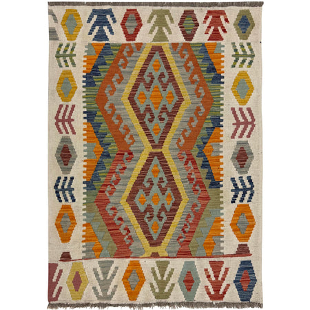 Hand Made Afghan Kilim – 3' 6" x 4' 9" ft (107 x 146 cm) | SKU: Y39672
