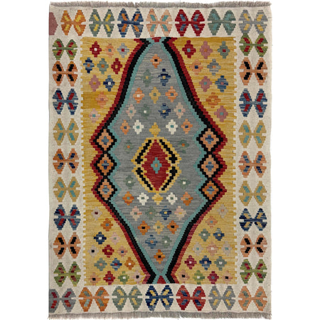 Hand Knotted Afghan Style Kilim – 3' 6" x 4' 9" ft (107 x 146 cm) | SKU: Y39673