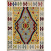Hand-Knotted Multi Geometric Vegetable Kilim Area Rug – 3' 5" x 4' 9" ft (105 x 145 cm) | SKU: Y39674