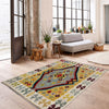 Hand-Knotted Multi Geometric Vegetable Kilim Area Rug – 3' 5" x 4' 9" ft (105 x 145 cm) | SKU: Y39674