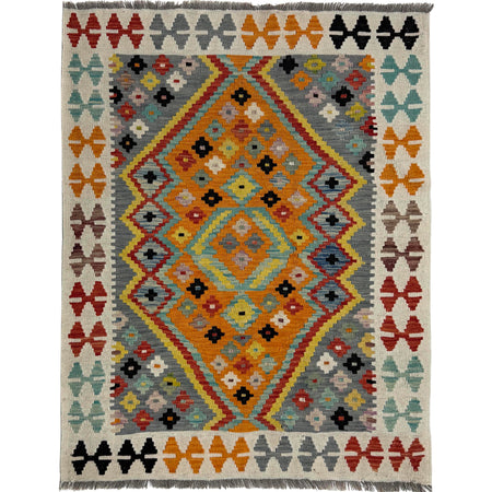 Handmade Vegetable Kelim – 3' 7" x 4' 9" ft (110 x 145 cm) | SKU: Y39677