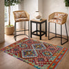 Hand-Knotted Multi Geometric Vegetable Kilim Area Rug – 2' 9" x 4' 1" ft (85 x 125 cm) | SKU: Y39680