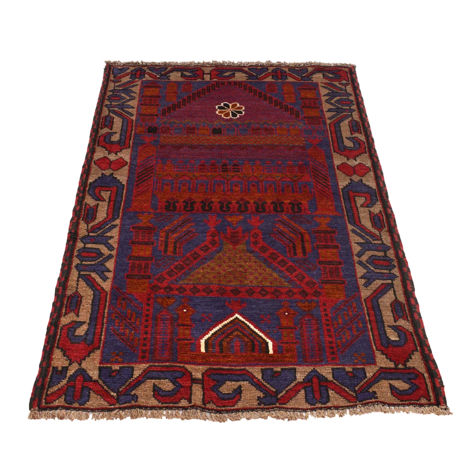Baluchi Rug Handmade Multi Prayer Design 2x4 ft