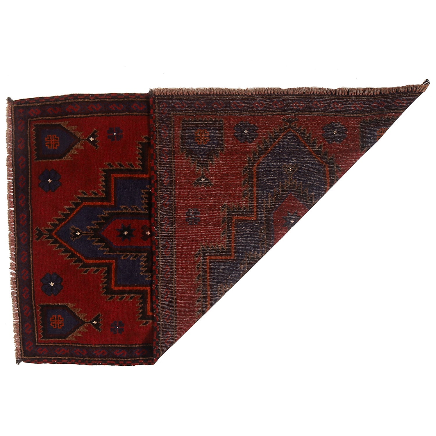Baluchi Rug Handmade Red Geometric 3x5 ft