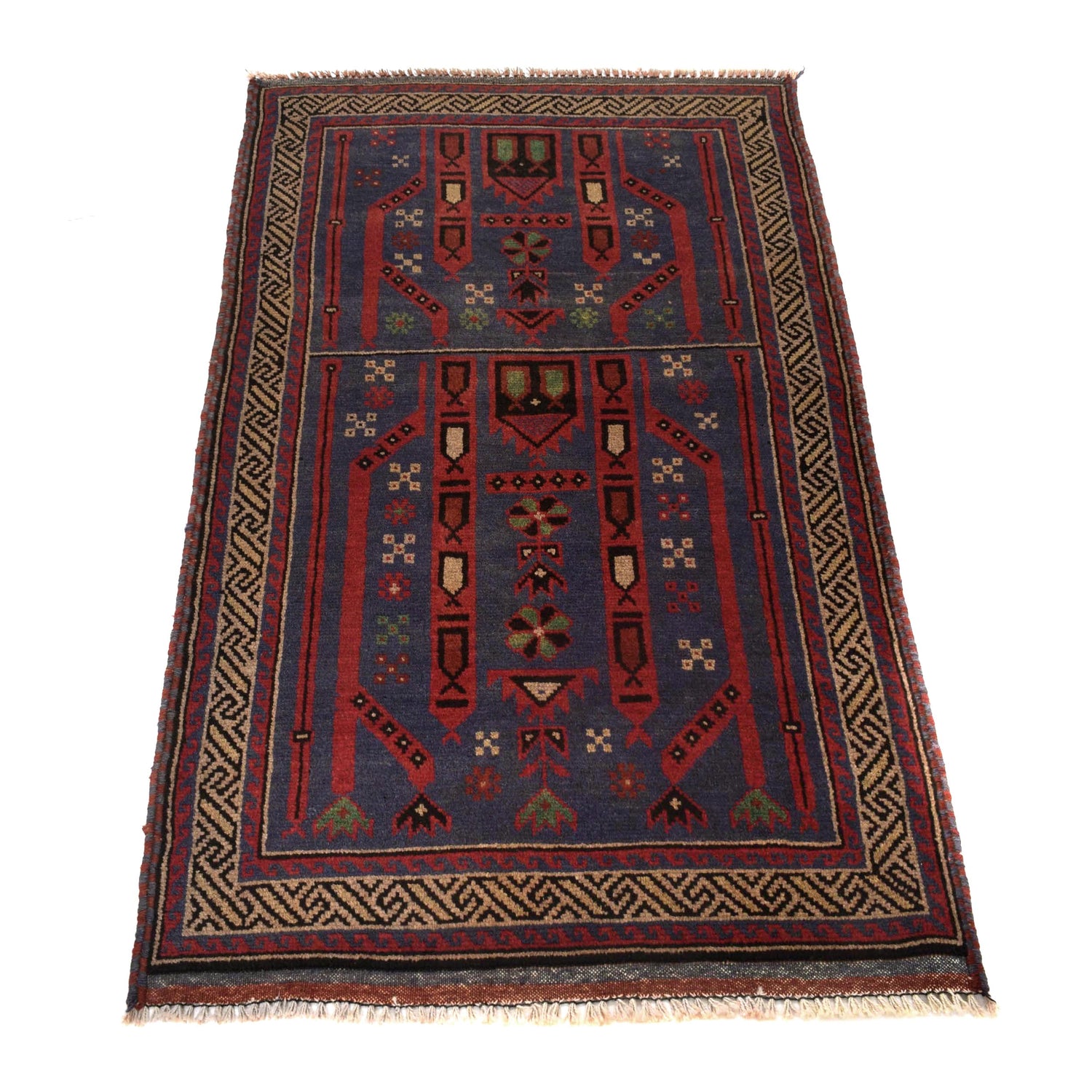 Baluchi Rug Handmade Dark Blue Geometric 3x5 ft