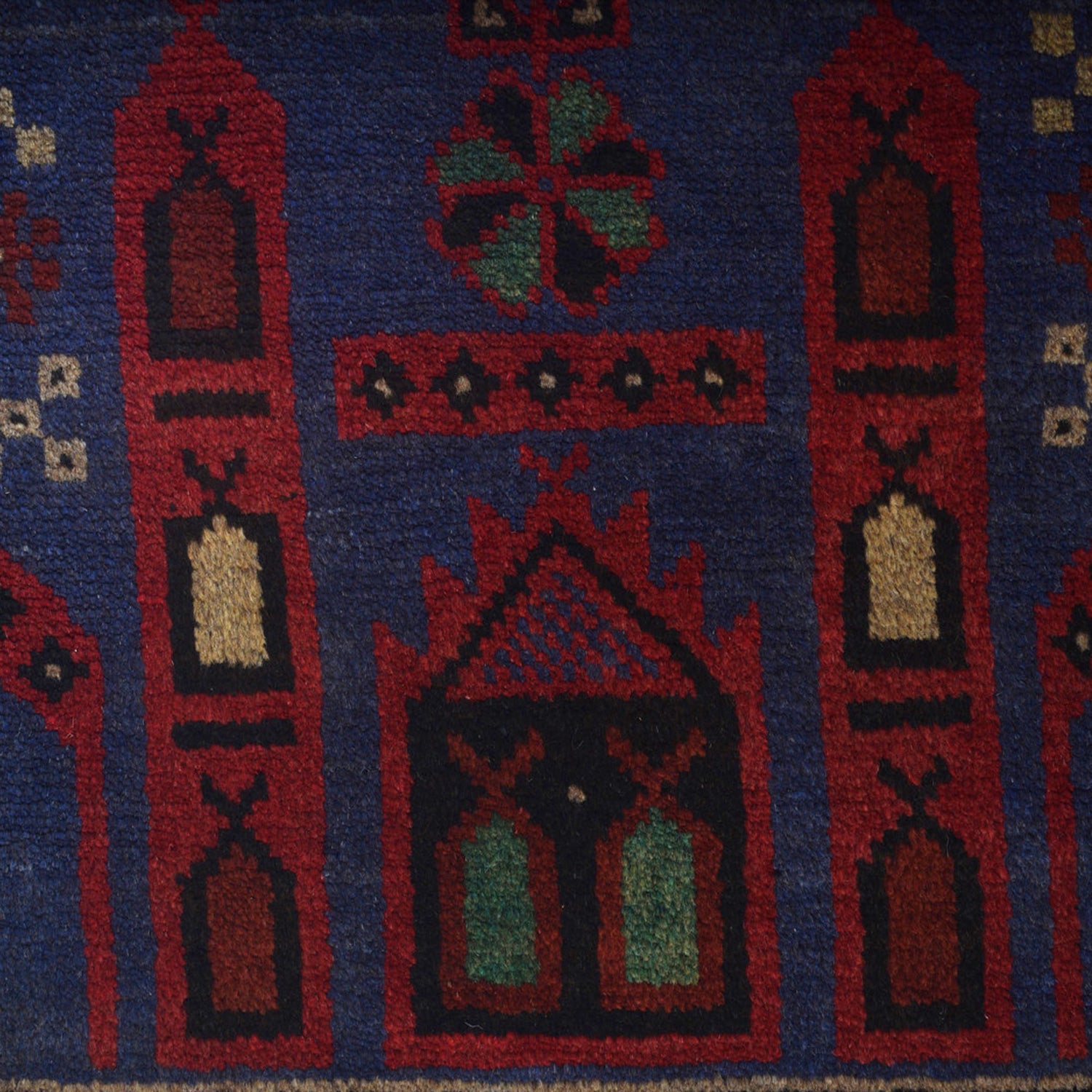 Baluchi Rug Handmade Dark Blue Geometric 3x5 ft