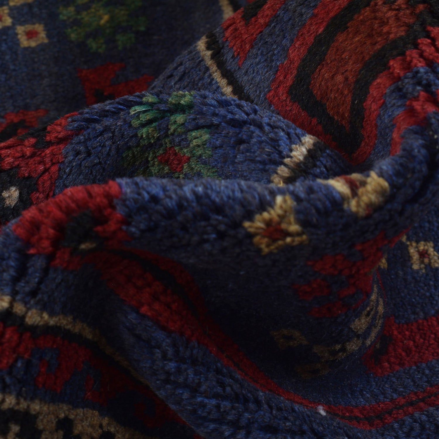 Baluchi Rug Handmade Dark Blue Geometric 3x5 ft