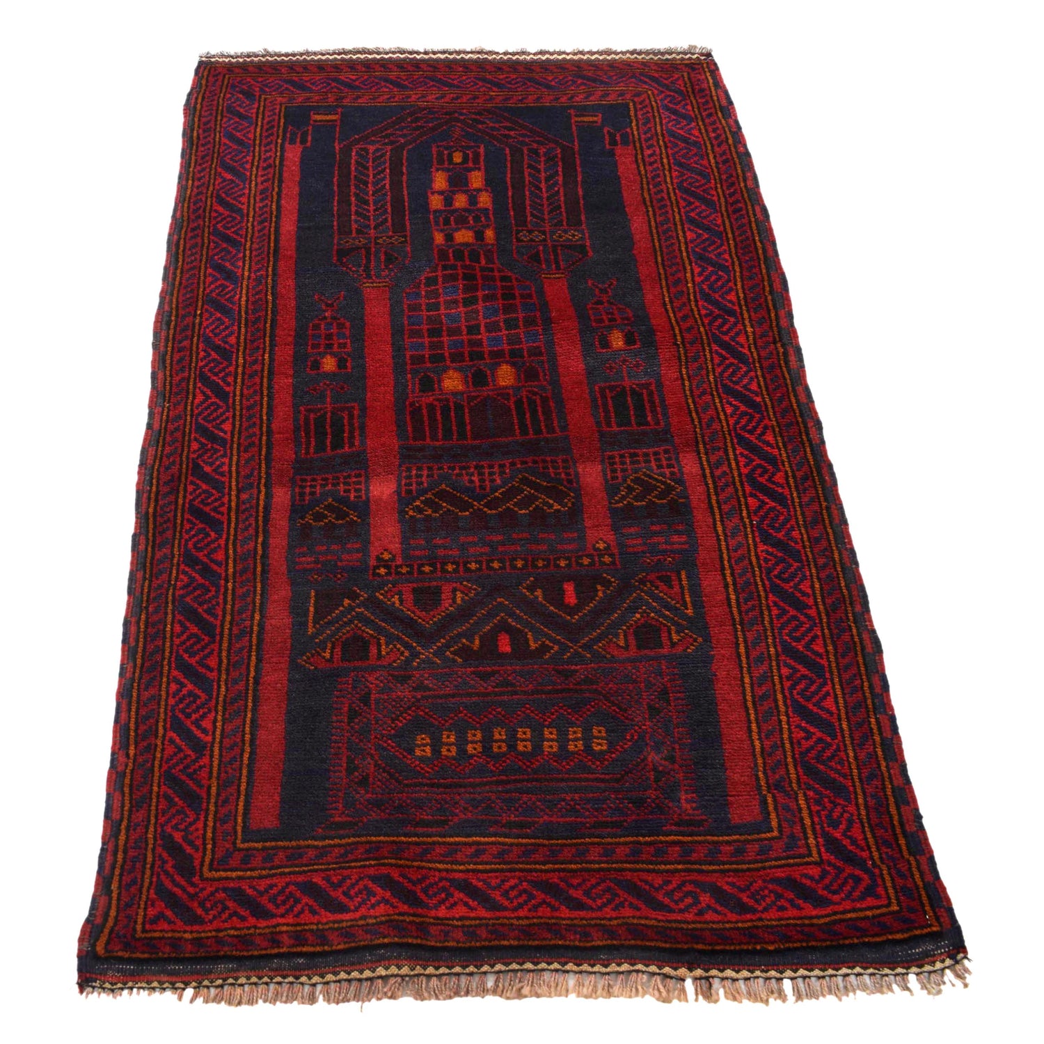 Baluchi Rug Handmade Blue Prayer Design 3x5 ft