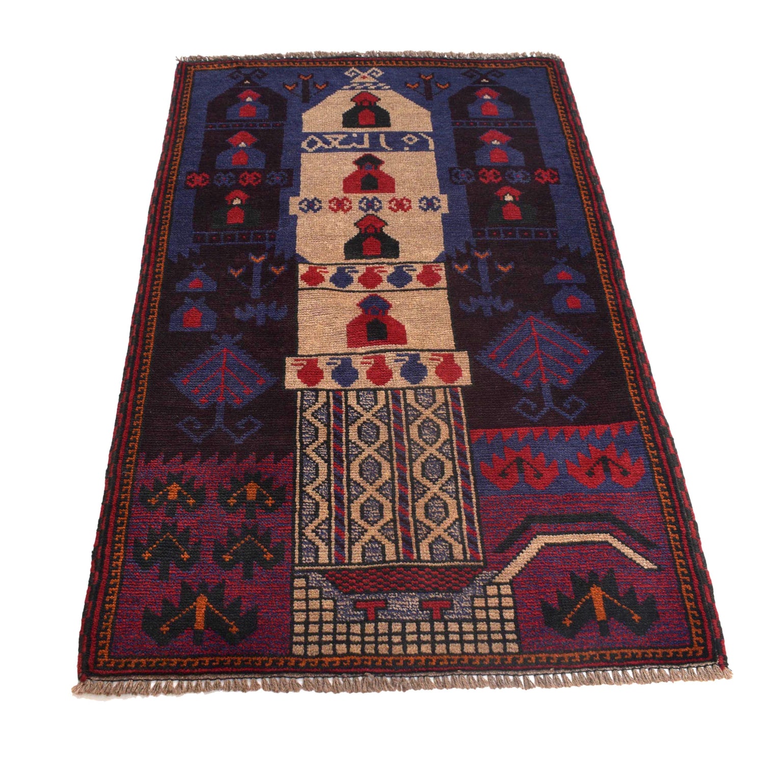 Baluchi Rug Handmade Multi Prayer Design 3x5 ft