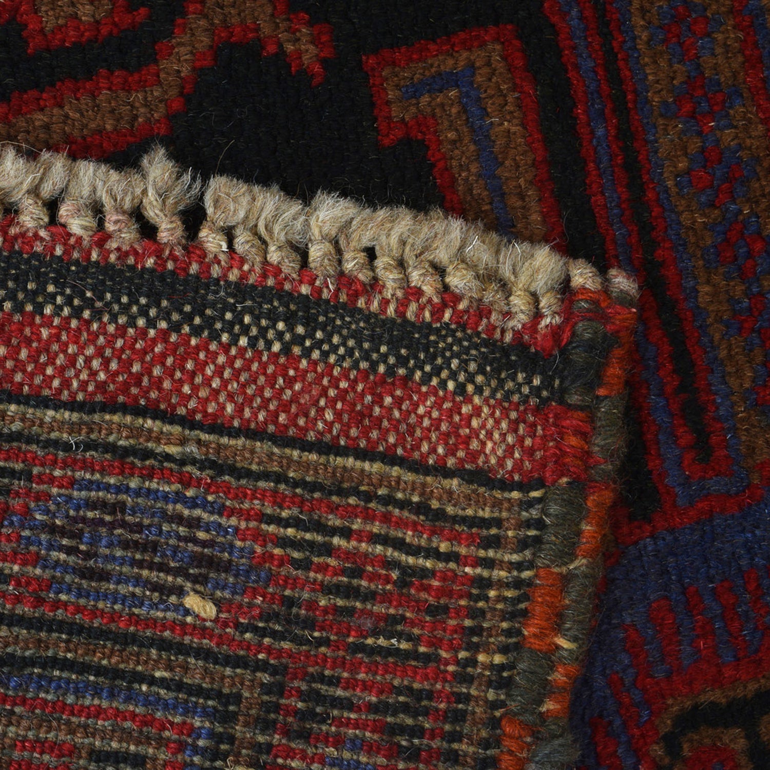 Baluchi Rug Handmade Dark Blue Geometric 3x5 ft