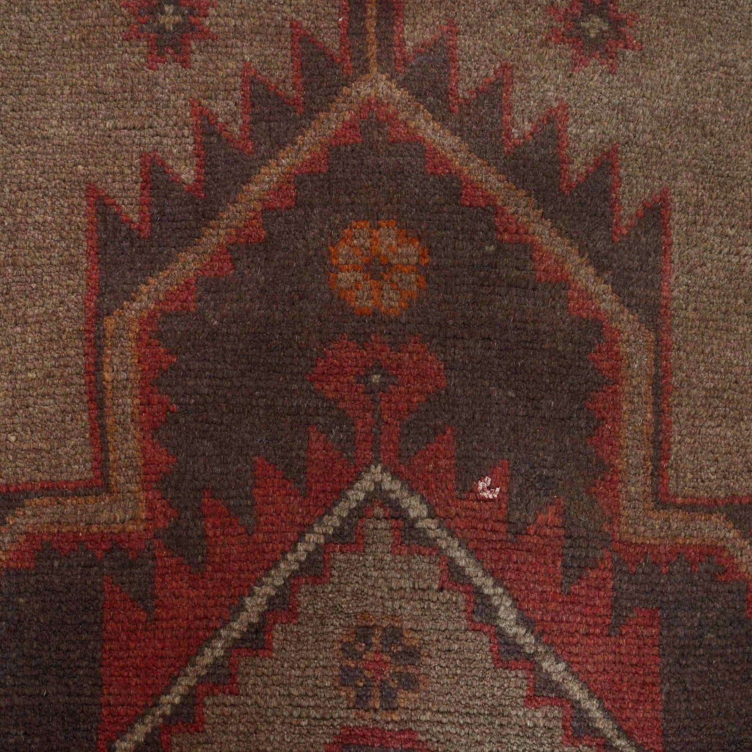 Overdyed Area Rug Handmade Brown Geometric 3x5 ft