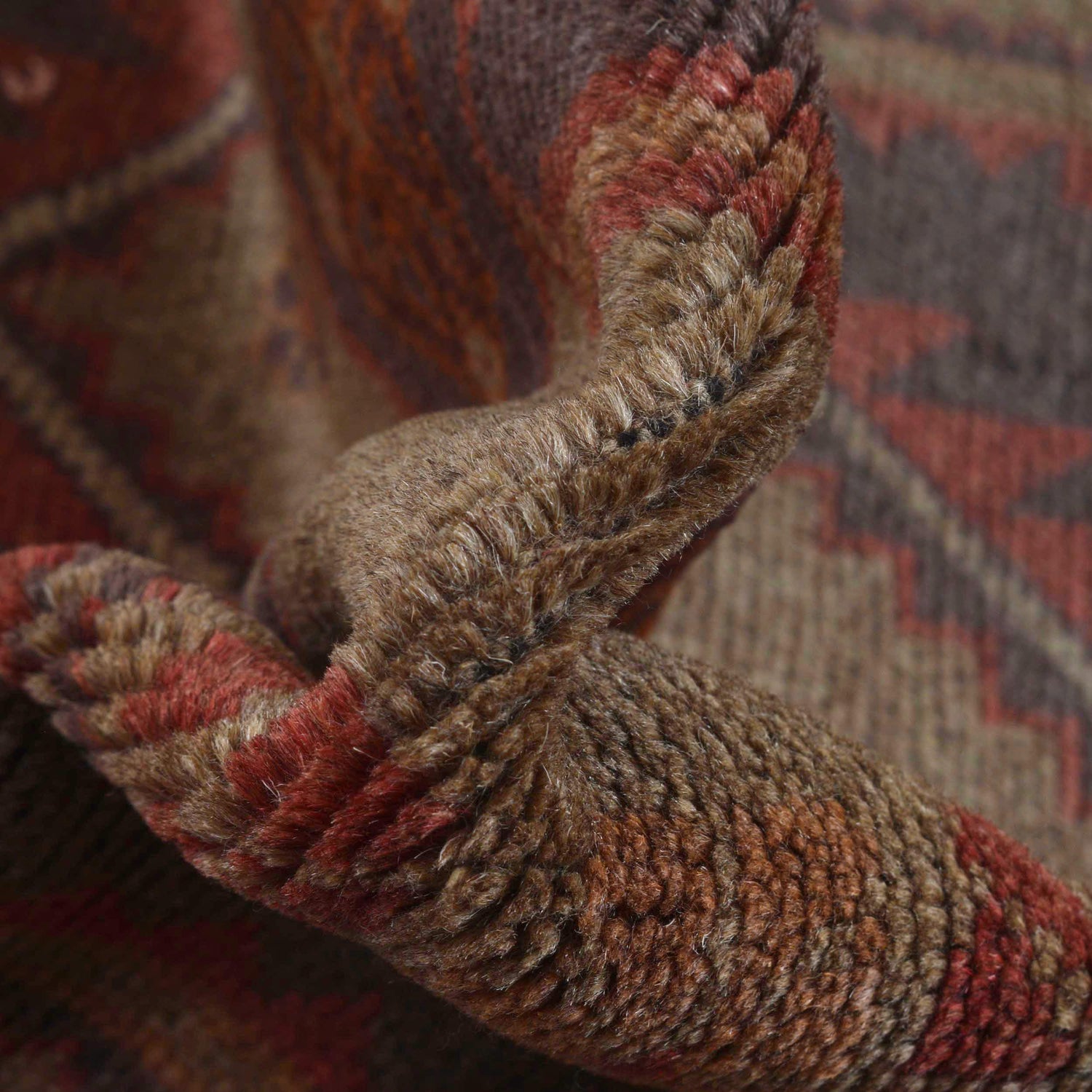 Overdyed Area Rug Handmade Brown Geometric 3x5 ft