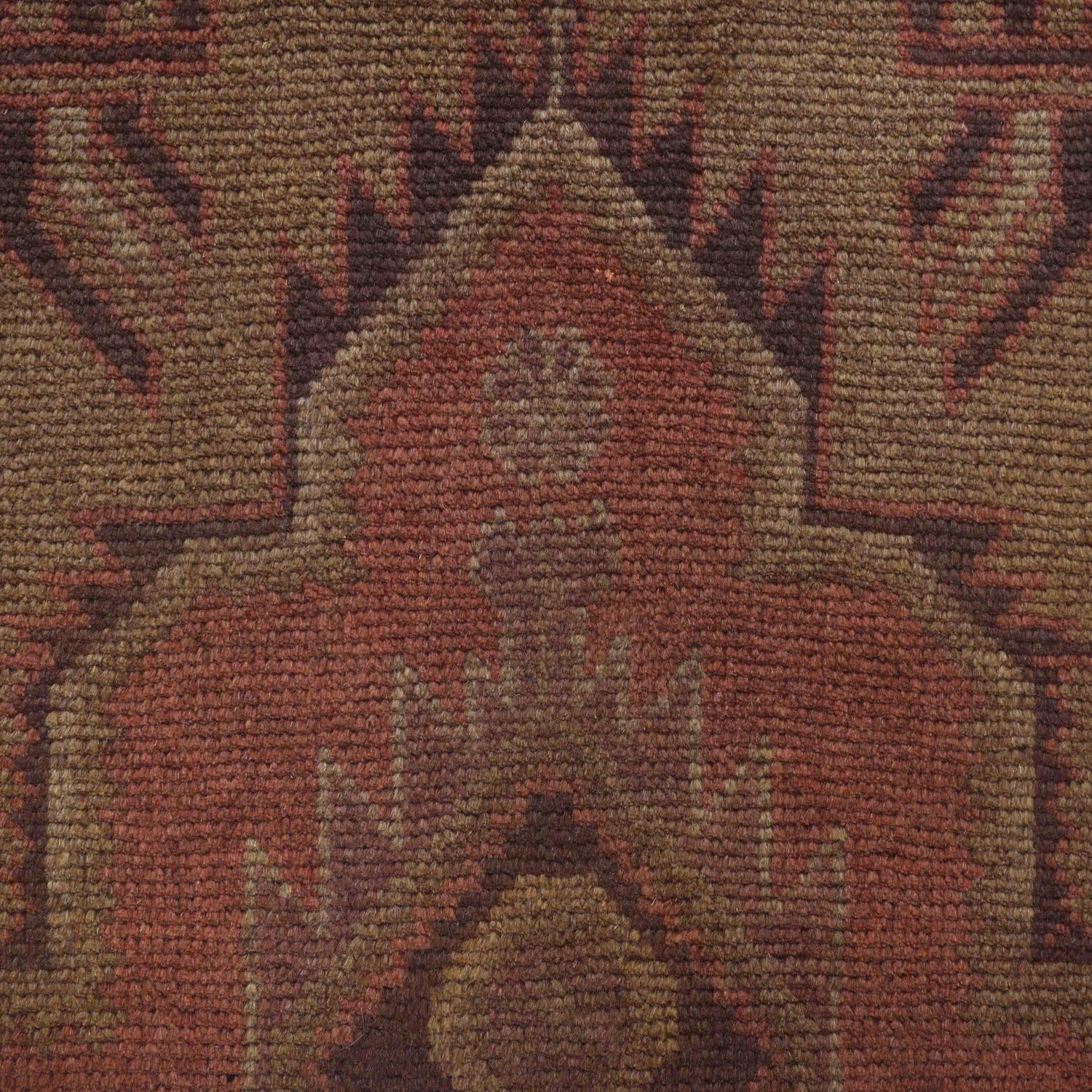 Overdyed Area Rug Handmade Brown Geometric 2x4 ft