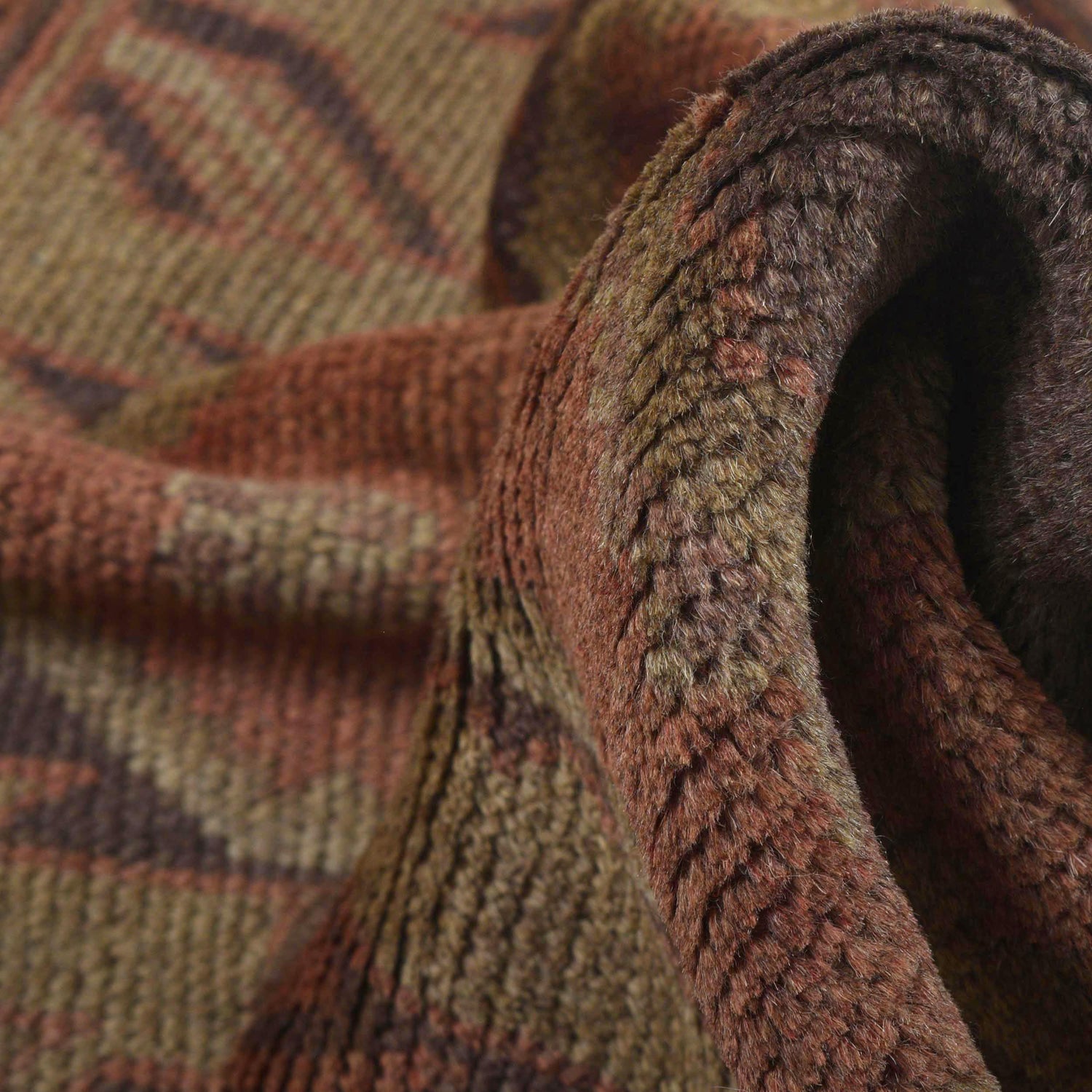 Overdyed Area Rug Handmade Brown Geometric 2x4 ft