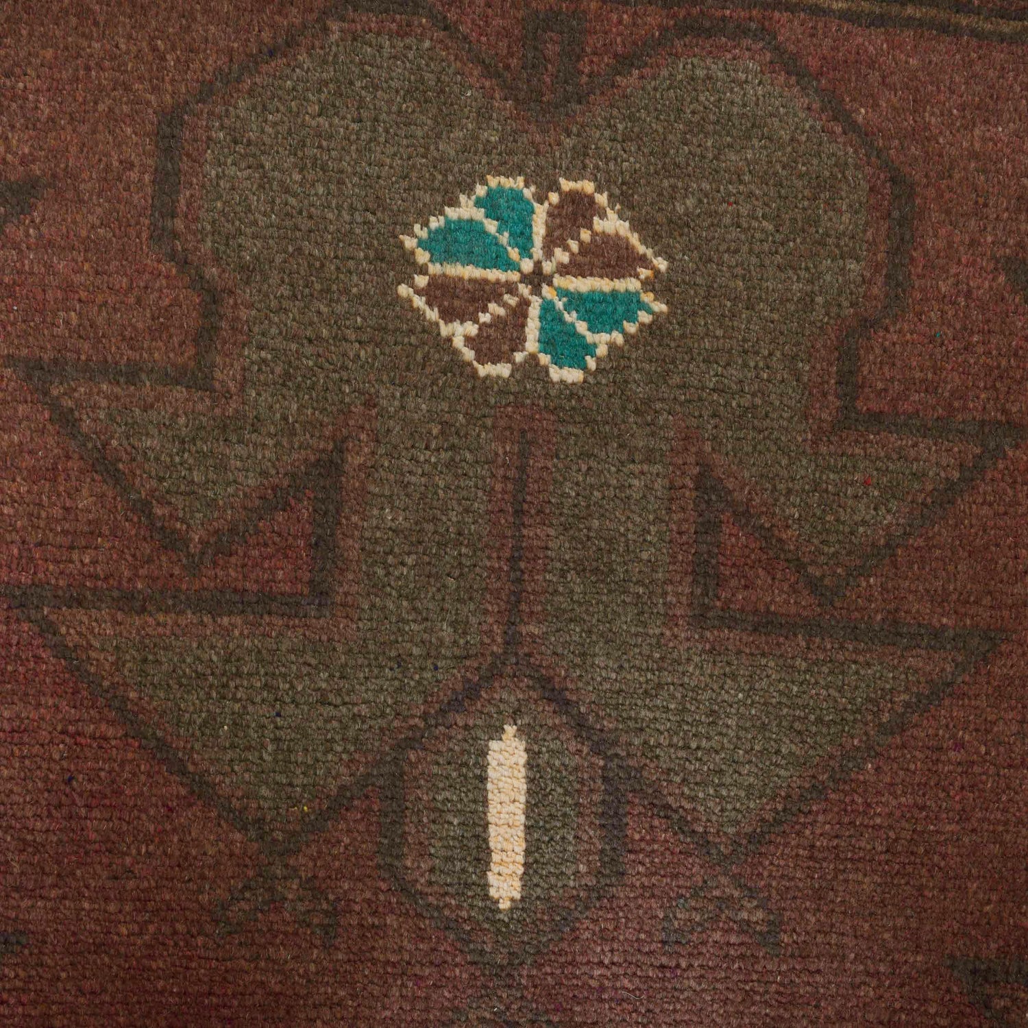 Overdyed Area Rug Handmade Brown Geometric 2x4 ft