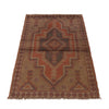 Overdyed Area Rug Handmade Brown Geometric 3x5 ft