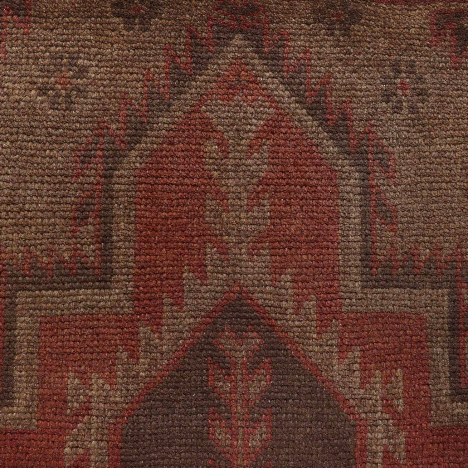 Overdyed Area Rug Handmade Brown Geometric 3x5 ft