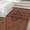Overdyed Area Rug Handmade Brown Geometric 3x5 ft