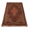 Overdyed Area Rug Handmade Brown Geometric 3x5 ft