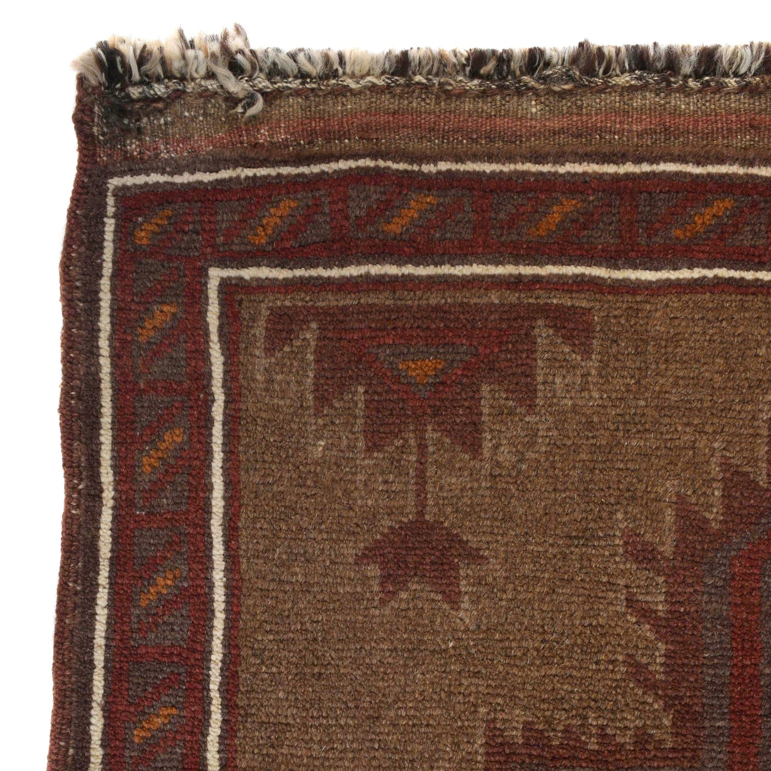Overdyed Area Rug Handmade Brown Geometric 3x5 ft