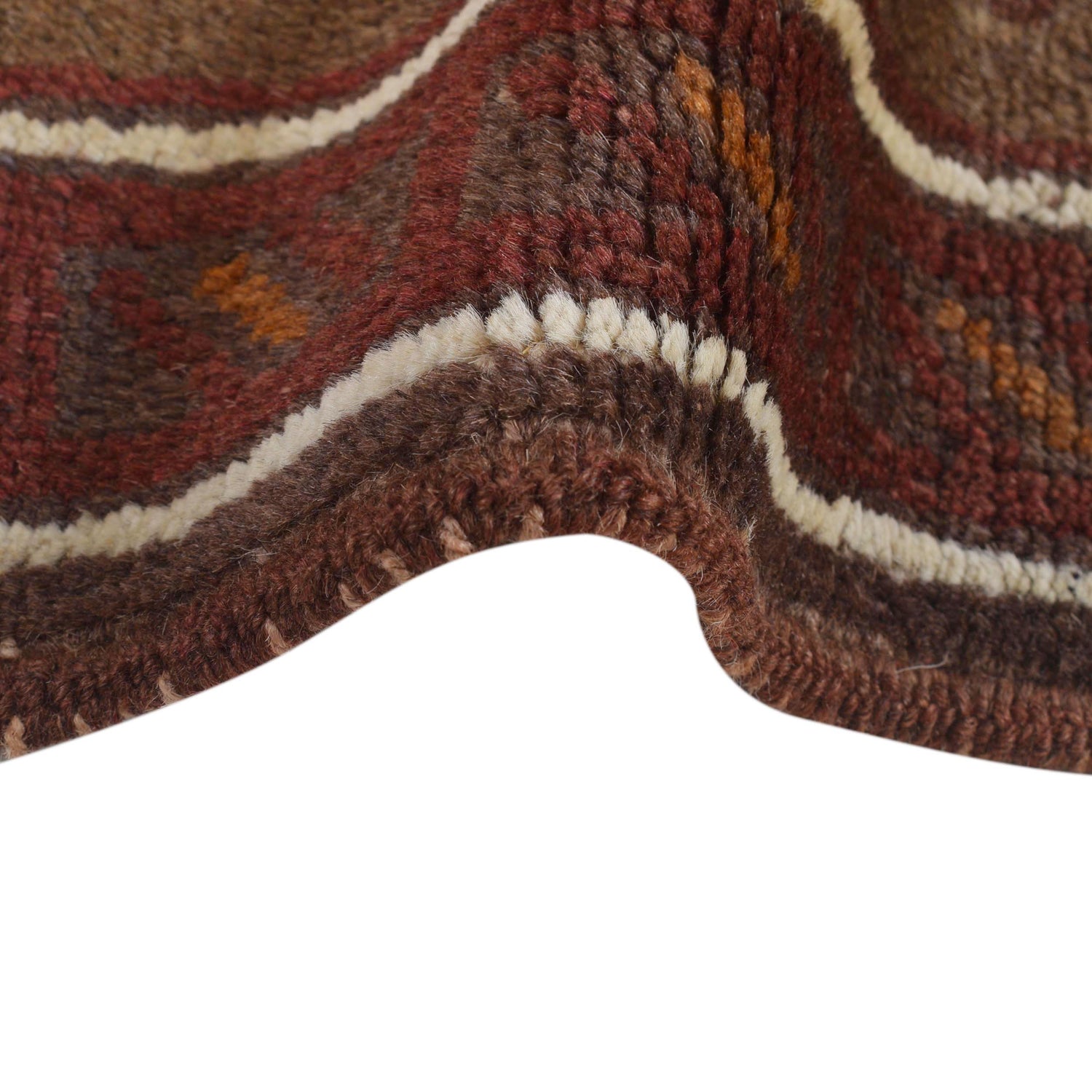Overdyed Area Rug Handmade Brown Geometric 3x5 ft
