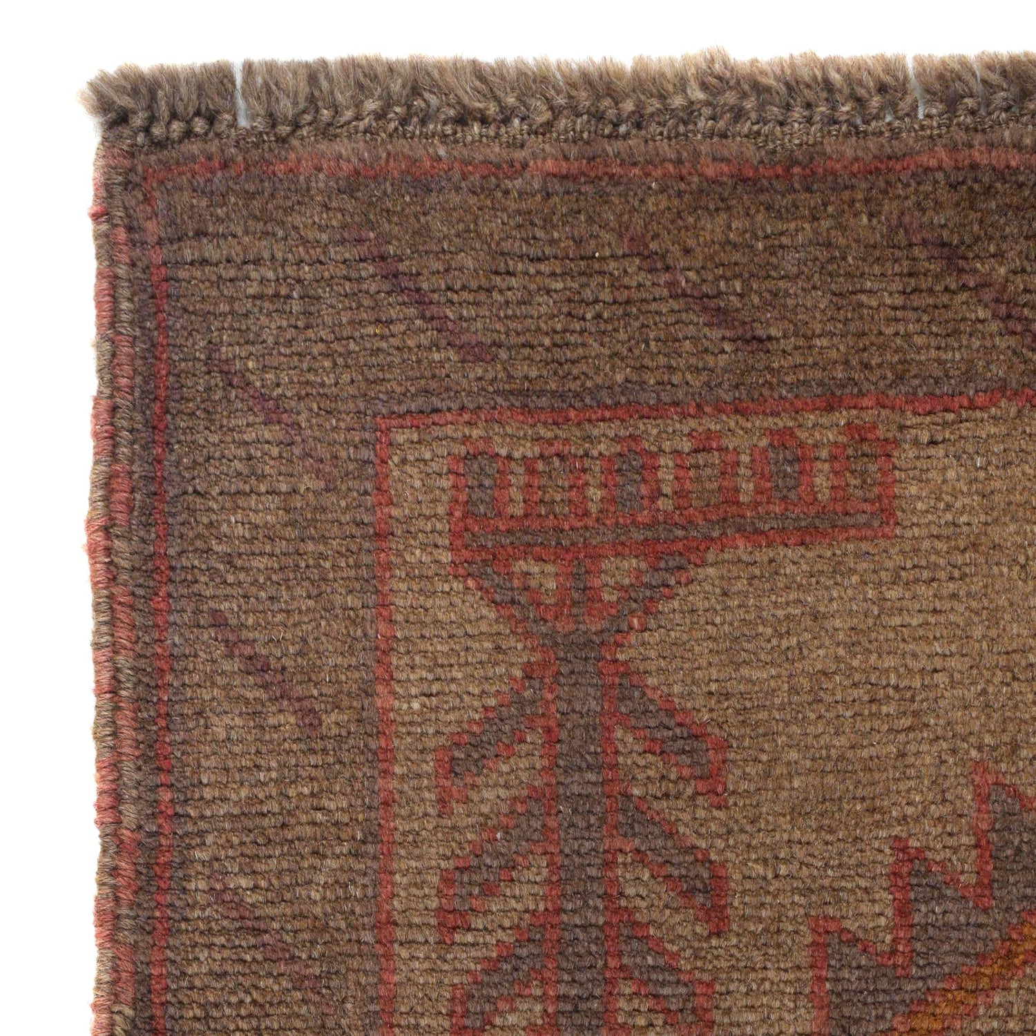 Overdyed Area Rug Handmade Brown Geometric 3x5 ft