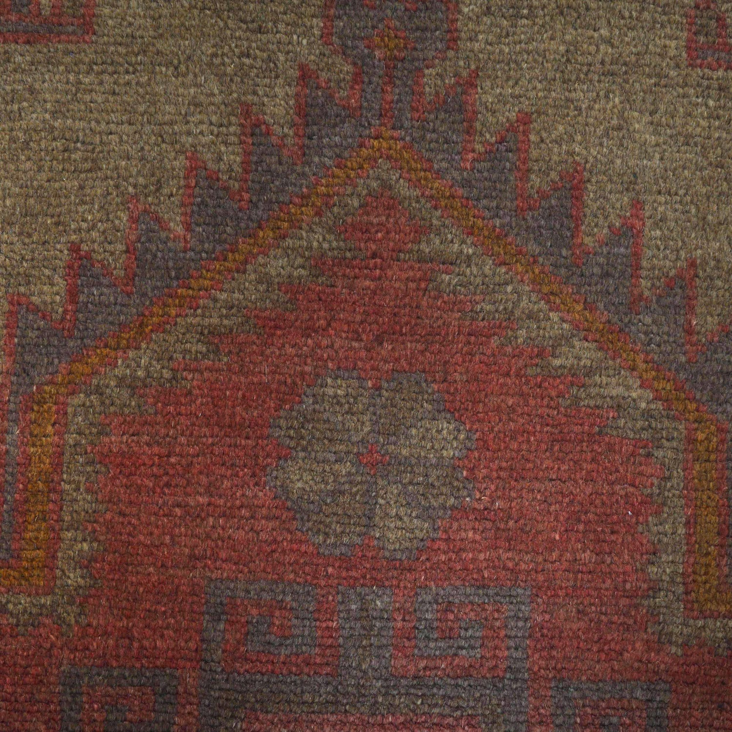 Overdyed Area Rug Handmade Brown Geometric 3x5 ft