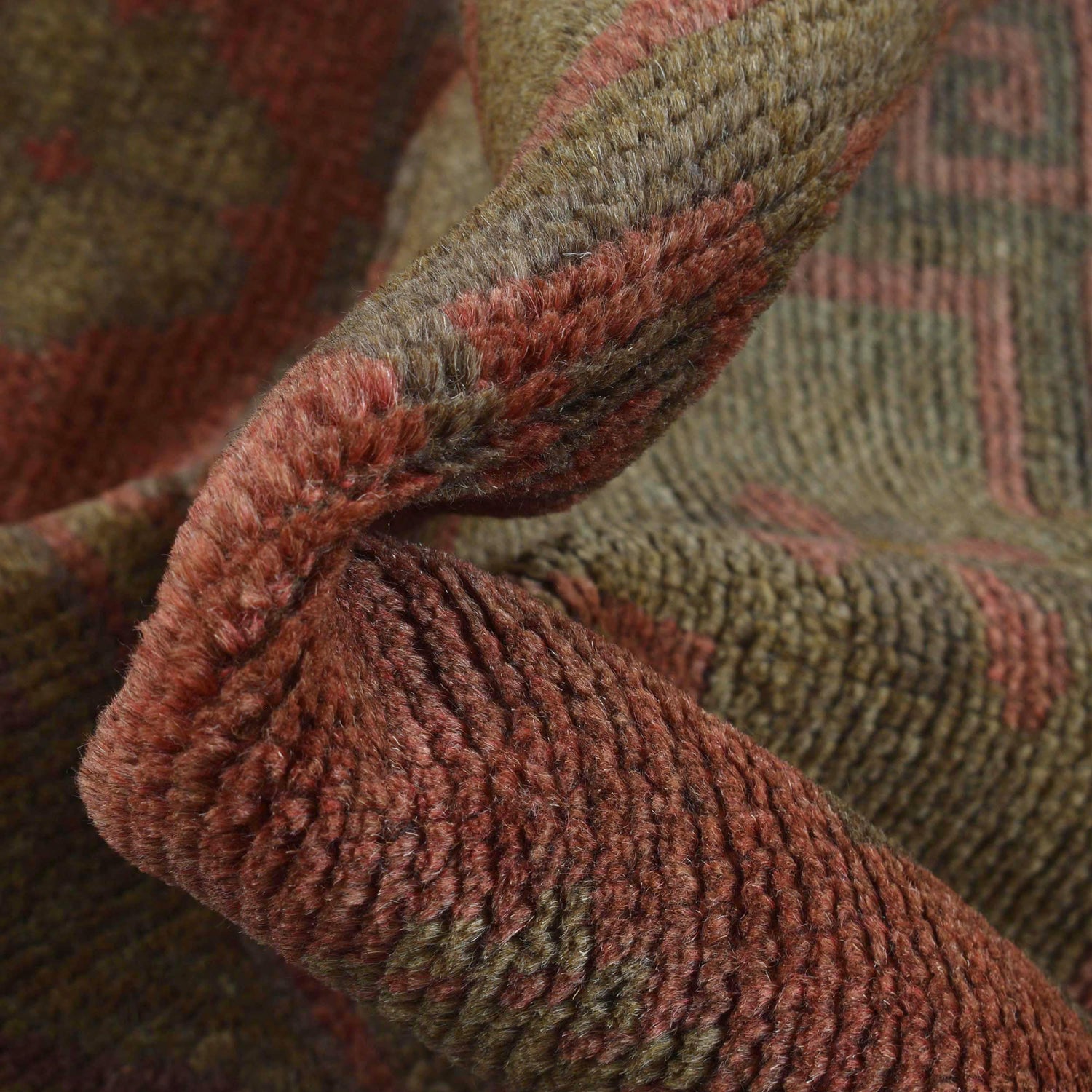 Overdyed Area Rug Handmade Brown Geometric 3x5 ft