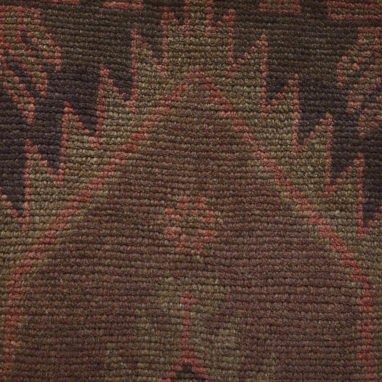Overdyed Area Rug Handmade Brown Geometric 3x5 ft