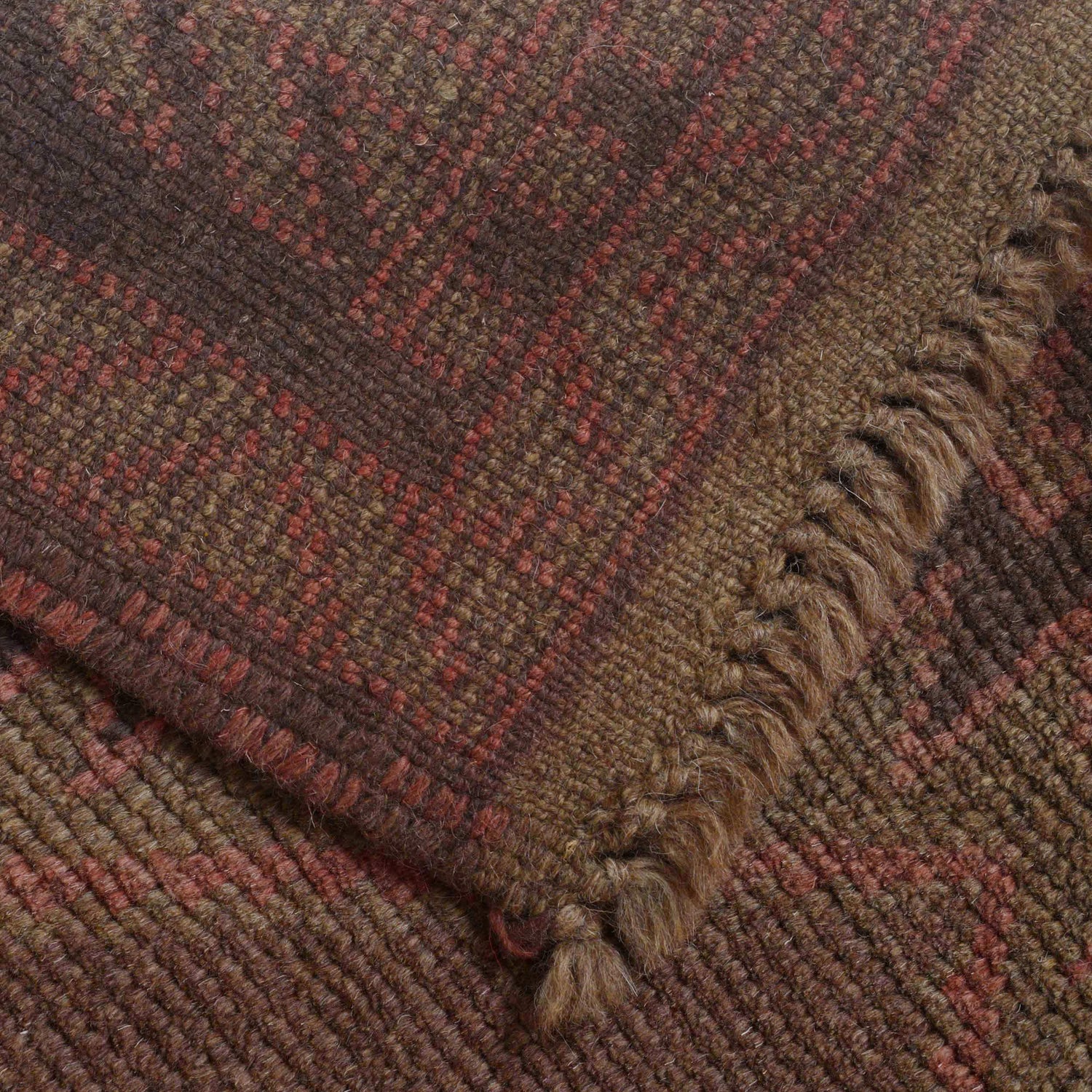 Overdyed Area Rug Handmade Brown Geometric 3x5 ft
