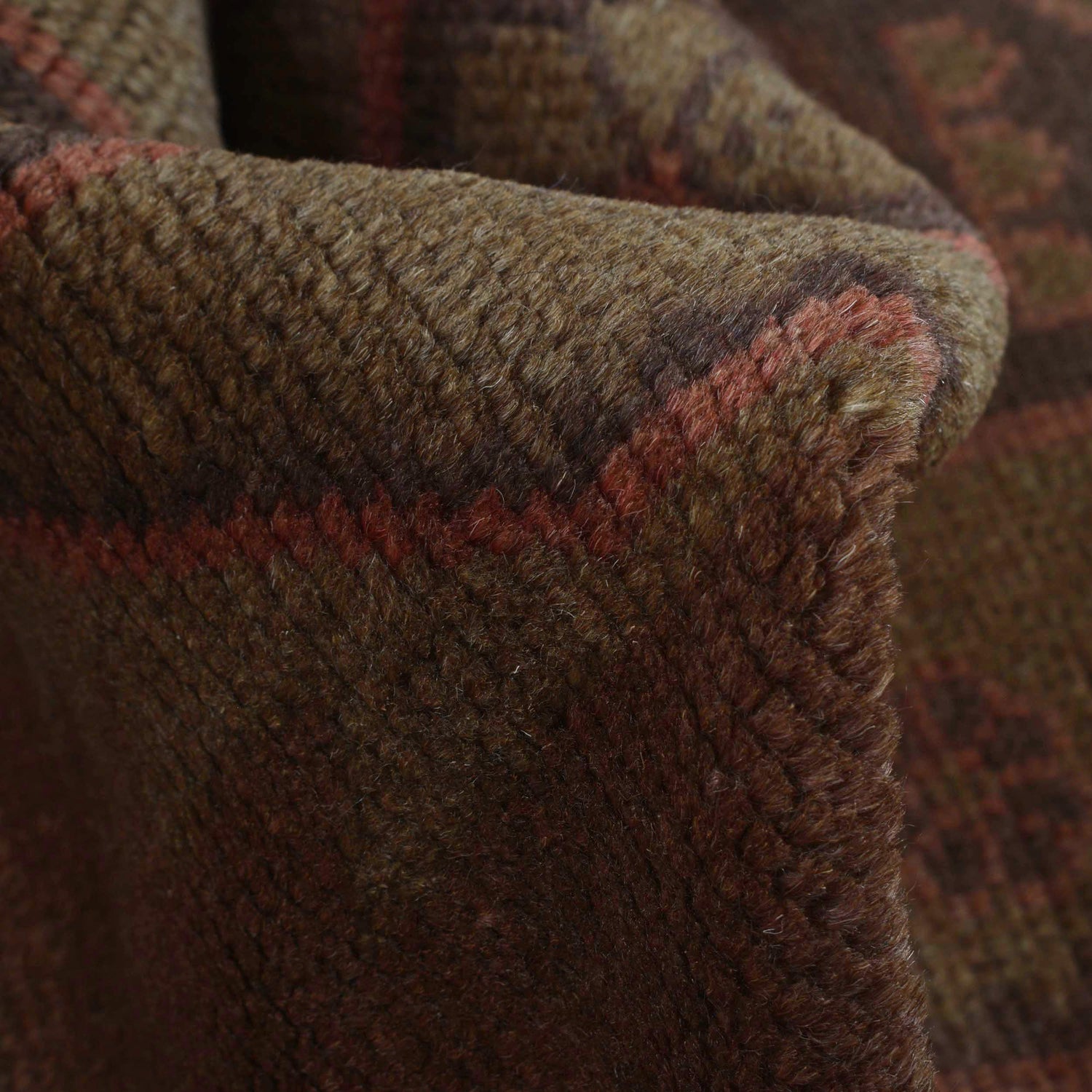 Overdyed Area Rug Handmade Brown Geometric 3x5 ft