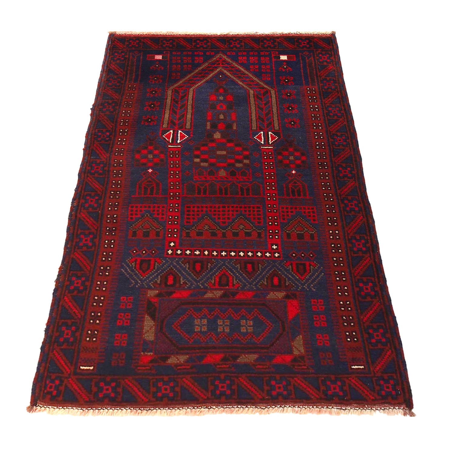Baluchi Rug Handmade Blue Prayer Design 3x5 ft