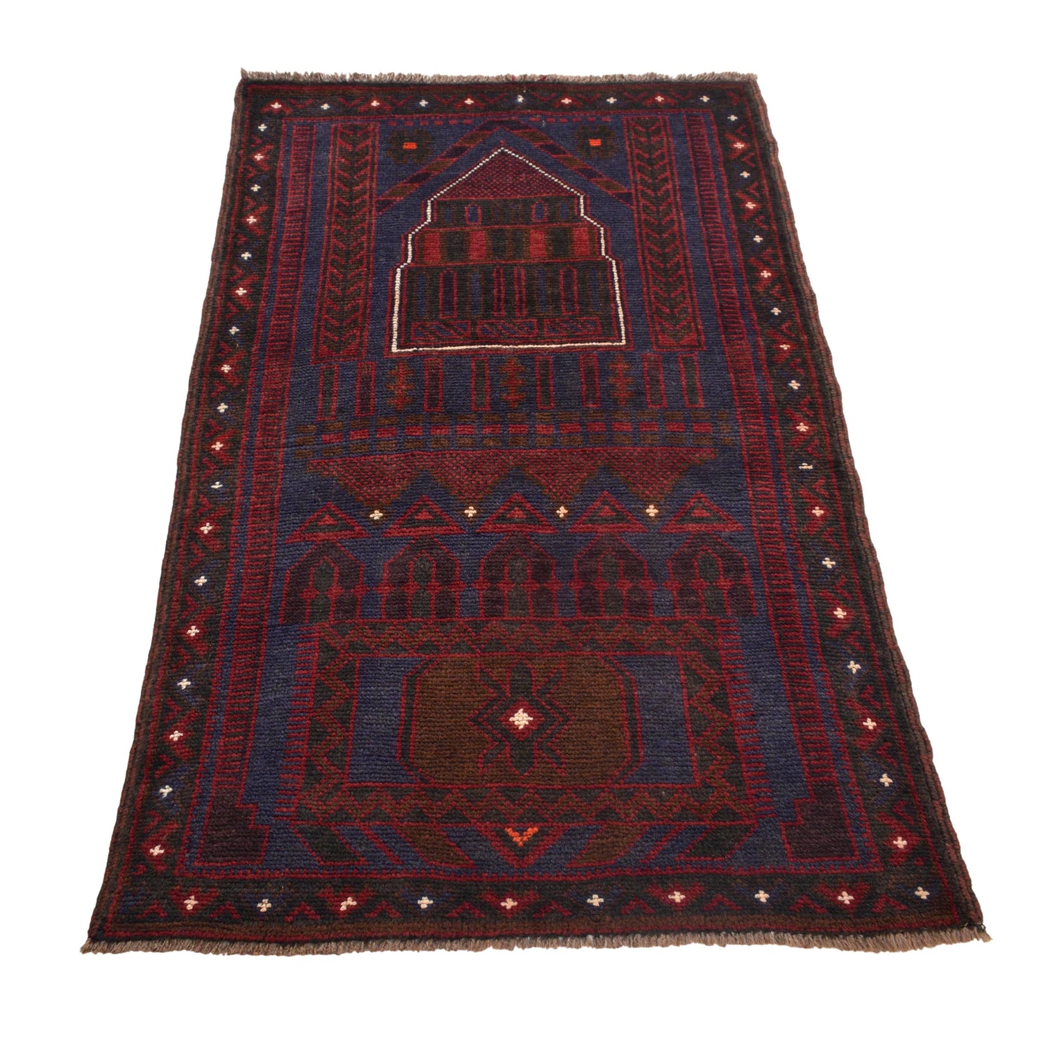 Baluchi Rug Handmade Blue Prayer Design 3x5 ft