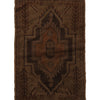 Overdyed Area Rug Handmade Brown Geometric 2x4 ft
